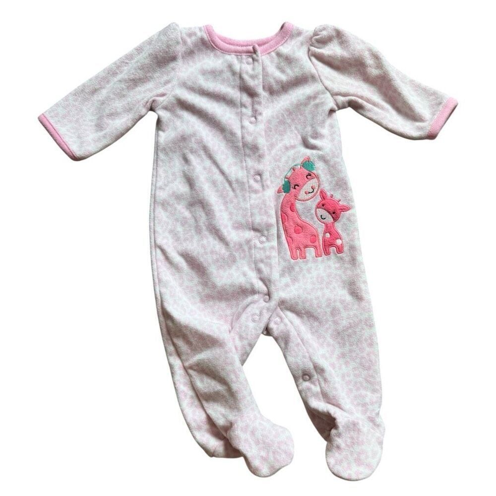 Baby Girls Carters Child of Mine Giraffe Fleece Sleeper Pajamas - Sz 0-3 mo